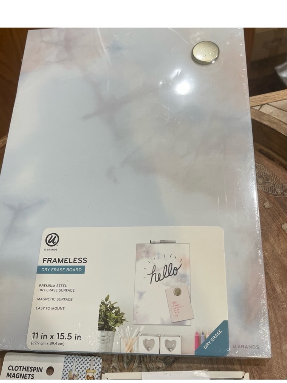 Marble Frameless Dry Erase Board - White/Pink